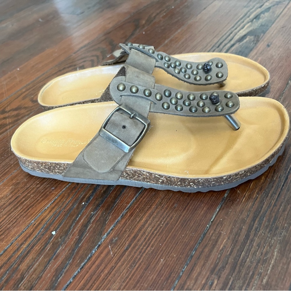 Christina Francini brown studded made in Italy sandals size 6